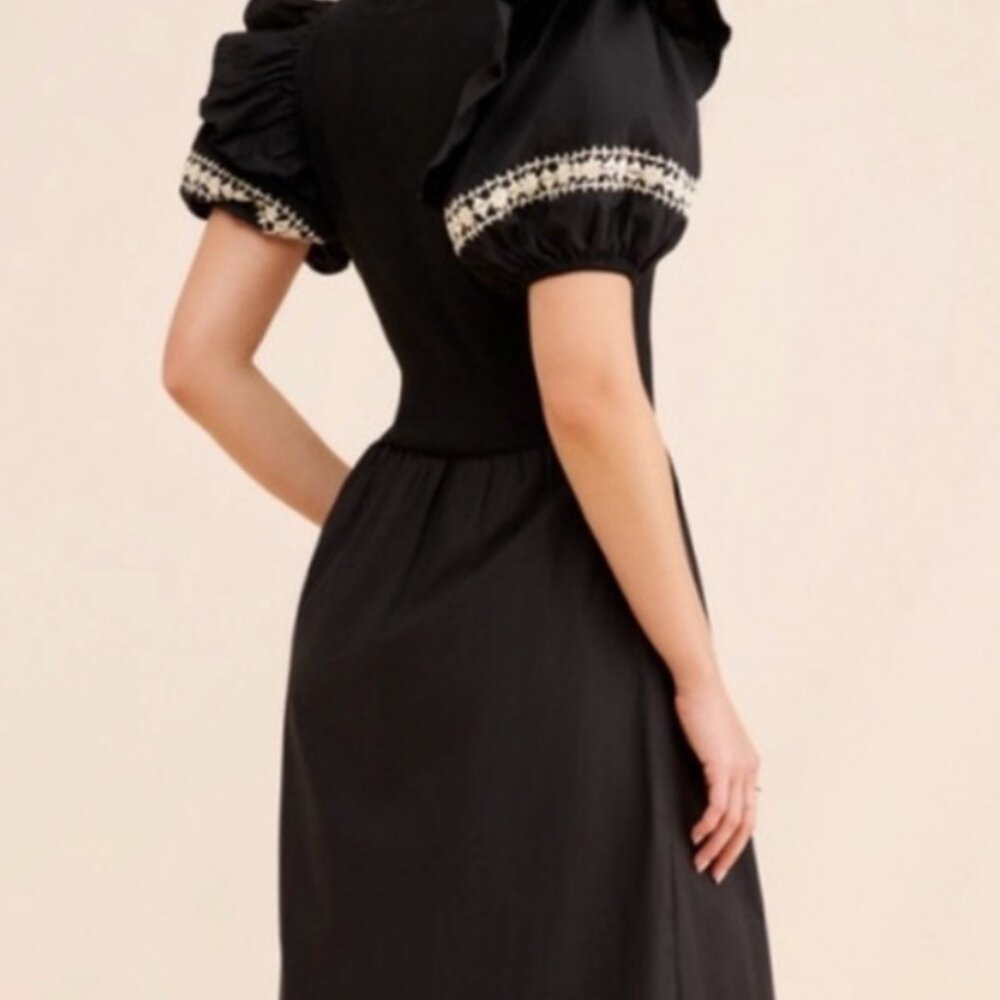 Cleobella Women’s Black Midi Dress – Puff Sleeve - Picture 2 of 15